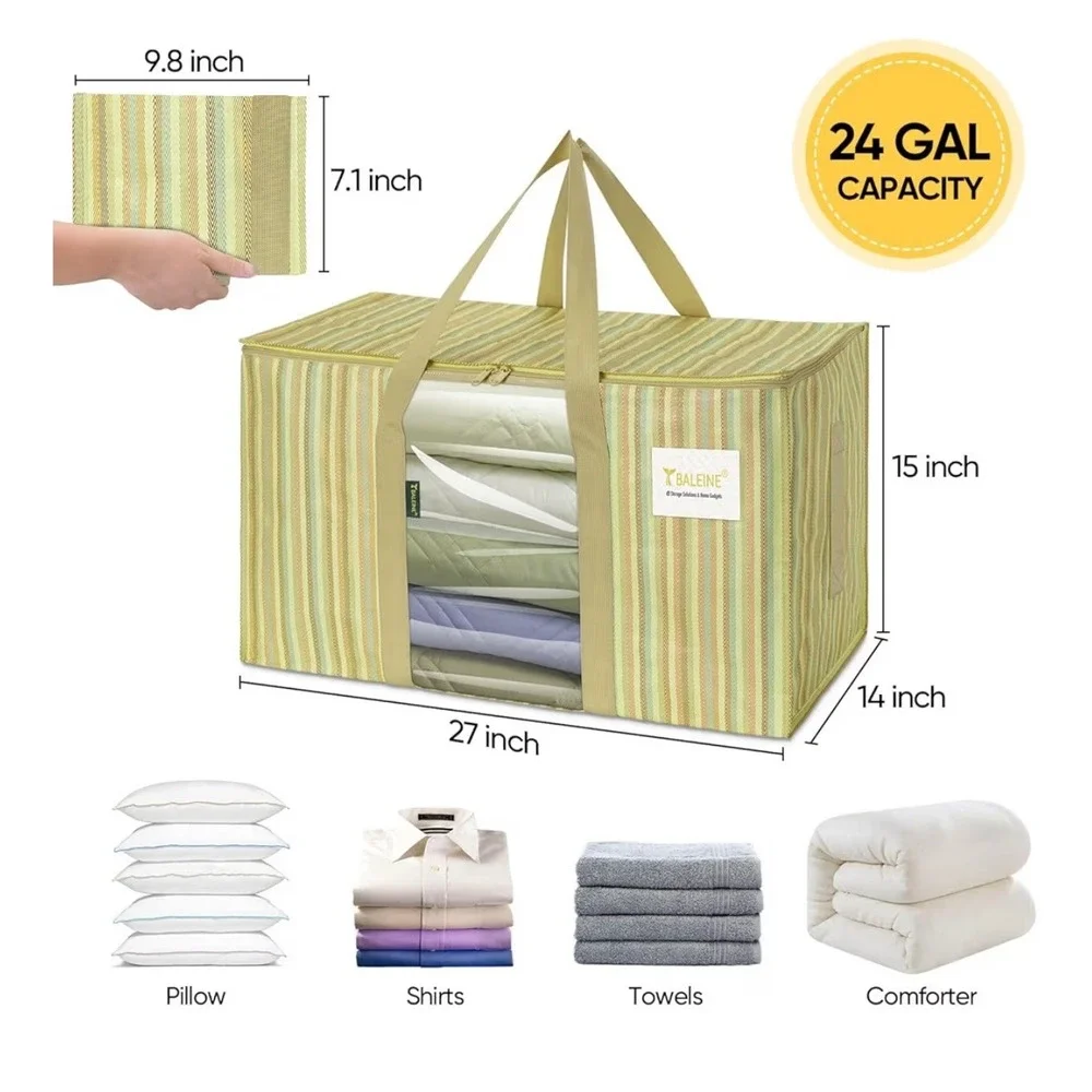BALEINE 6 Pack Extra Large Moving Bags with Windows Color Stripe Heavy Duty Tote